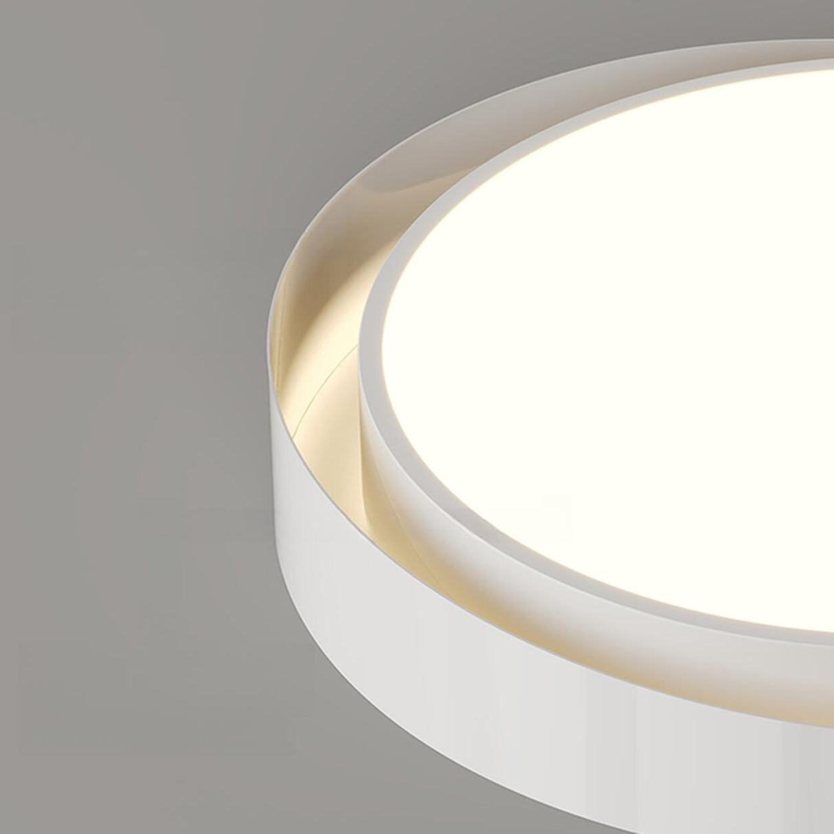 Modern White Dual-Ring LED Flush Mount Light Image - 14