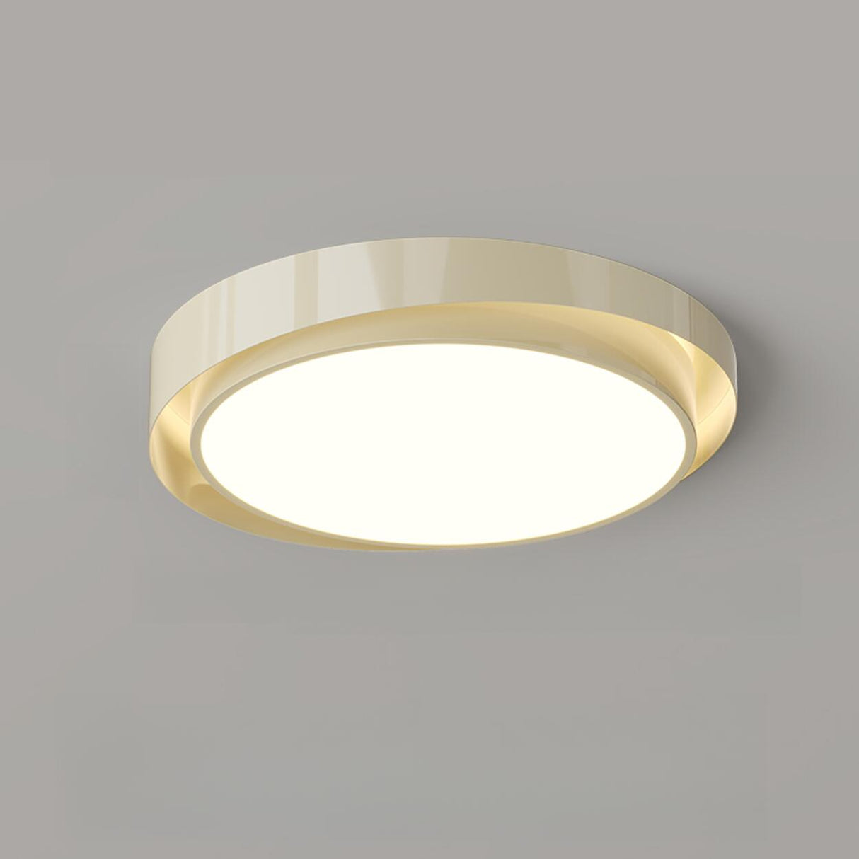 Modern White Dual-Ring LED Flush Mount Light Image - 3