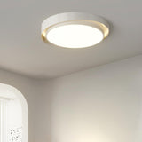 Modern White Dual-Ring LED Flush Mount Light Image - 4