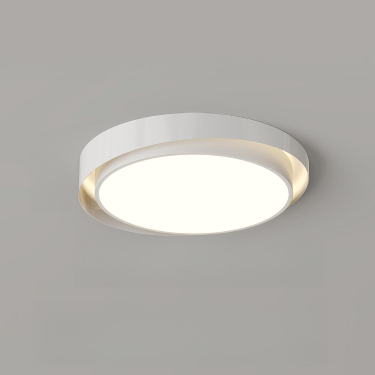 Modern White Dual-Ring LED Flush Mount Light Image - 5