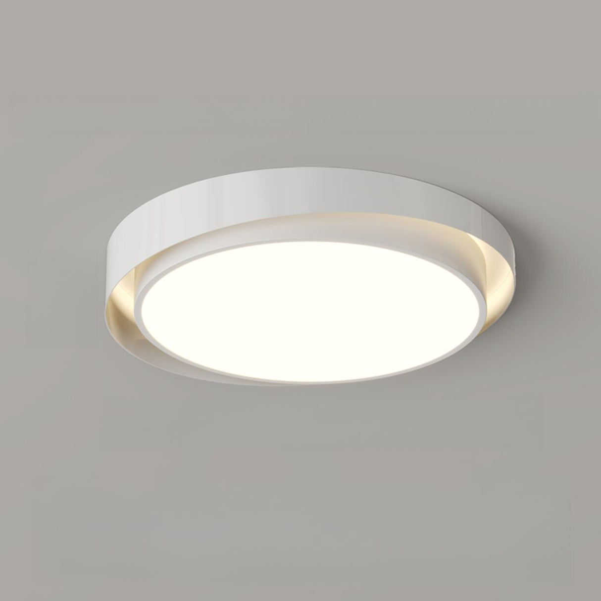 Modern White Dual-Ring LED Flush Mount Light Image - 7