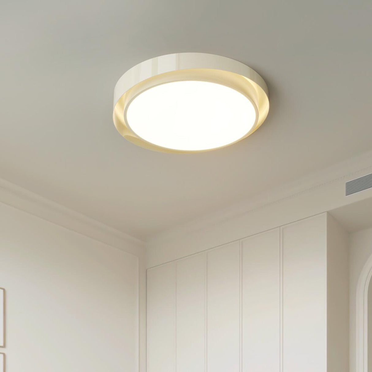 Modern White Dual-Ring LED Flush Mount Light Image - 8