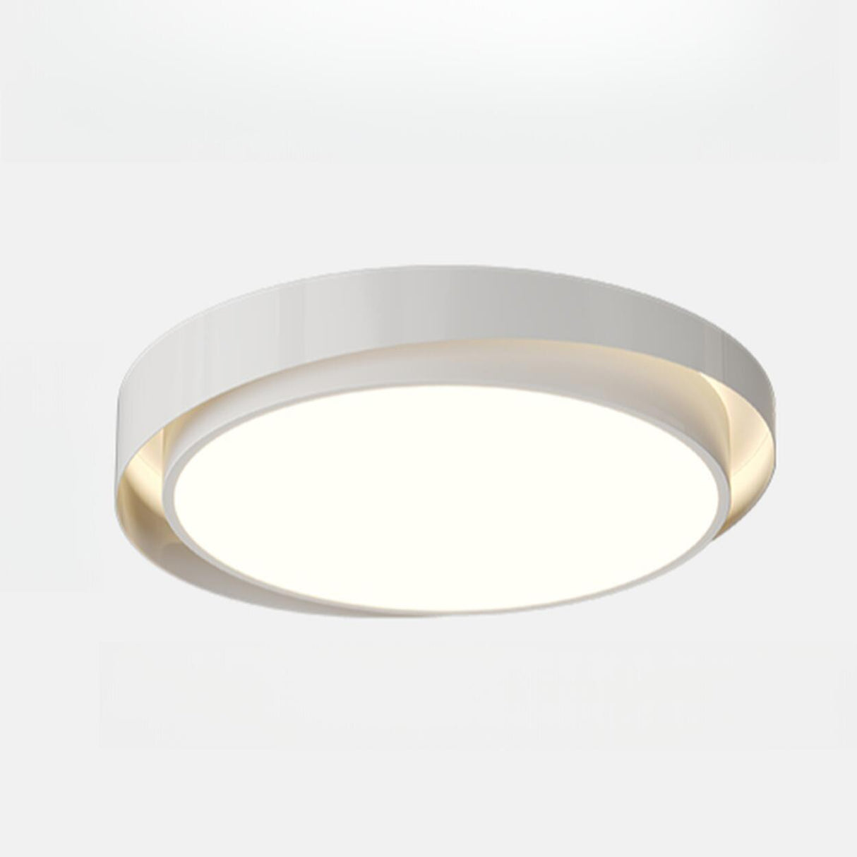 Modern White Dual-Ring LED Flush Mount Light Image - 9