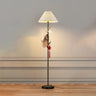 Modern White Fabric Cone LED Floor Lamp with Shelf Image - 2