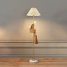 Modern White Fabric Cone LED Floor Lamp with Shelf Image - 6