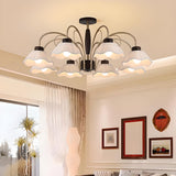 Modern White Fabric Flower Curved Arm Chandelier Image - 1