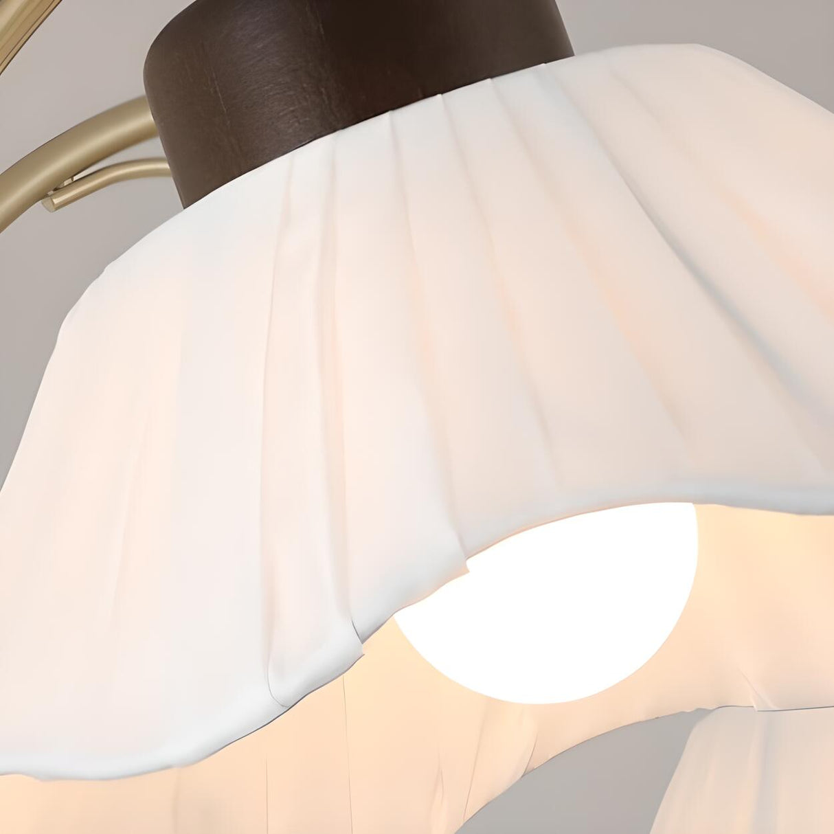 Modern White Fabric Flower Curved Arm Chandelier Image - 11