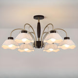 Modern White Fabric Flower Curved Arm Chandelier Image - 3