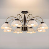 Modern White Fabric Flower Curved Arm Chandelier Image - 5