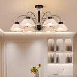 Modern White Fabric Flower Curved Arm Chandelier Image - 6