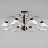 Modern White Fabric Flower Curved Arm Chandelier Image - 8