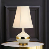 Modern White Fabric Gold Accent Vase Base Table Lamp Image - 1