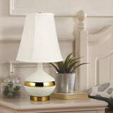 Modern White Fabric Gold Accent Vase Base Table Lamp Image - 11