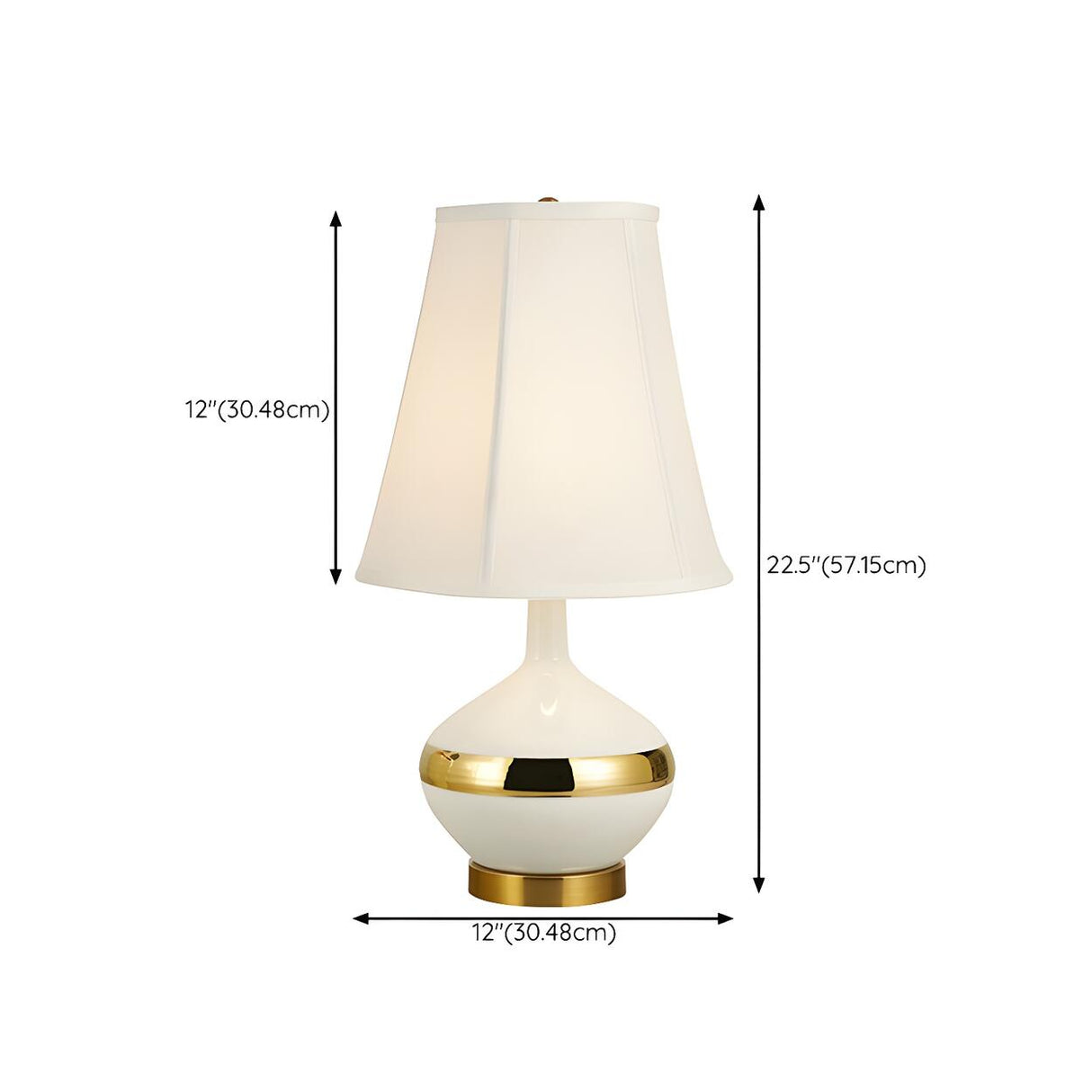 Modern White Fabric Gold Accent Vase Base Table Lamp 