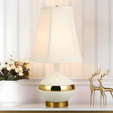 Modern White Fabric Gold Accent Vase Base Table Lamp Image - 3