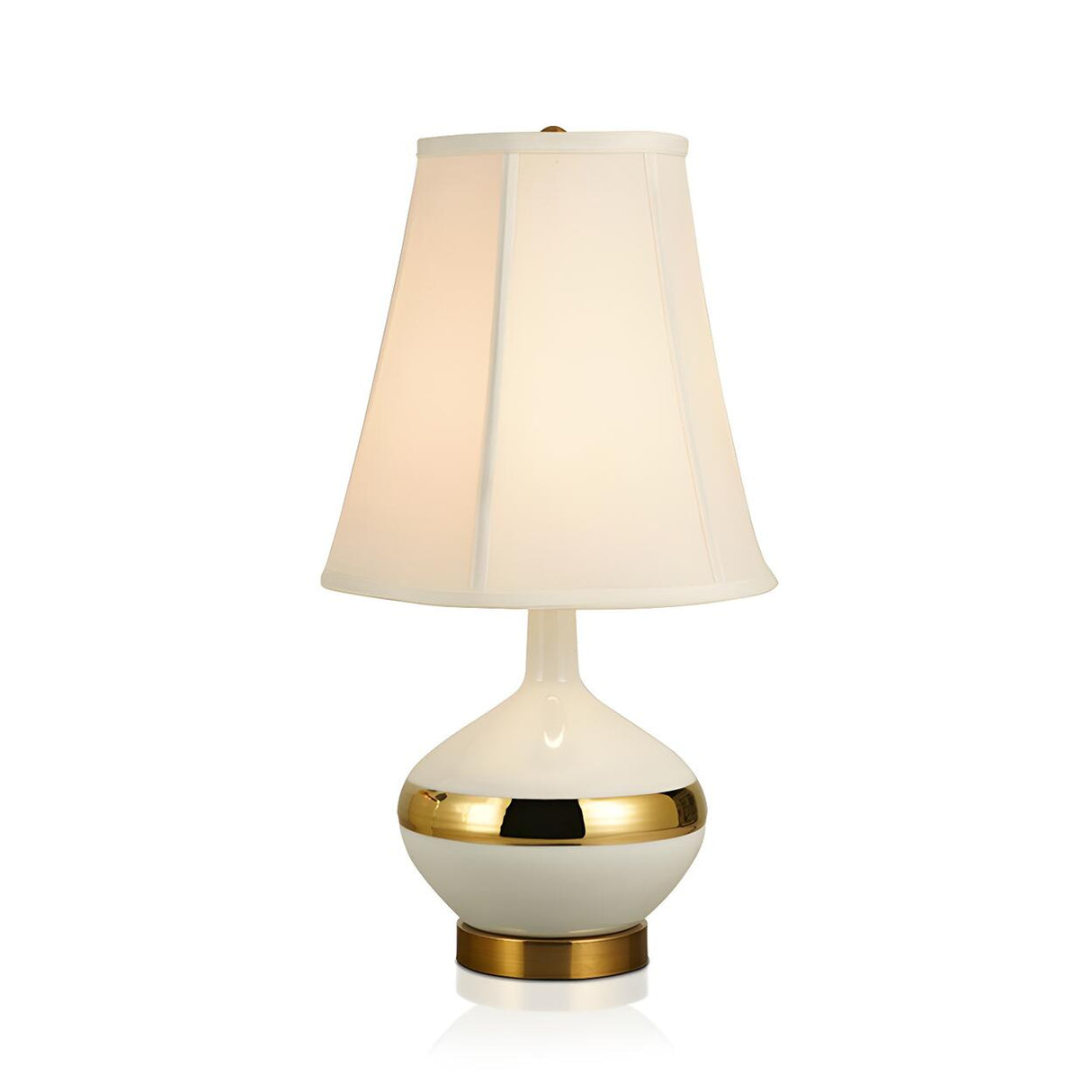 Modern White Fabric Gold Accent Vase Base Table Lamp Image - 6