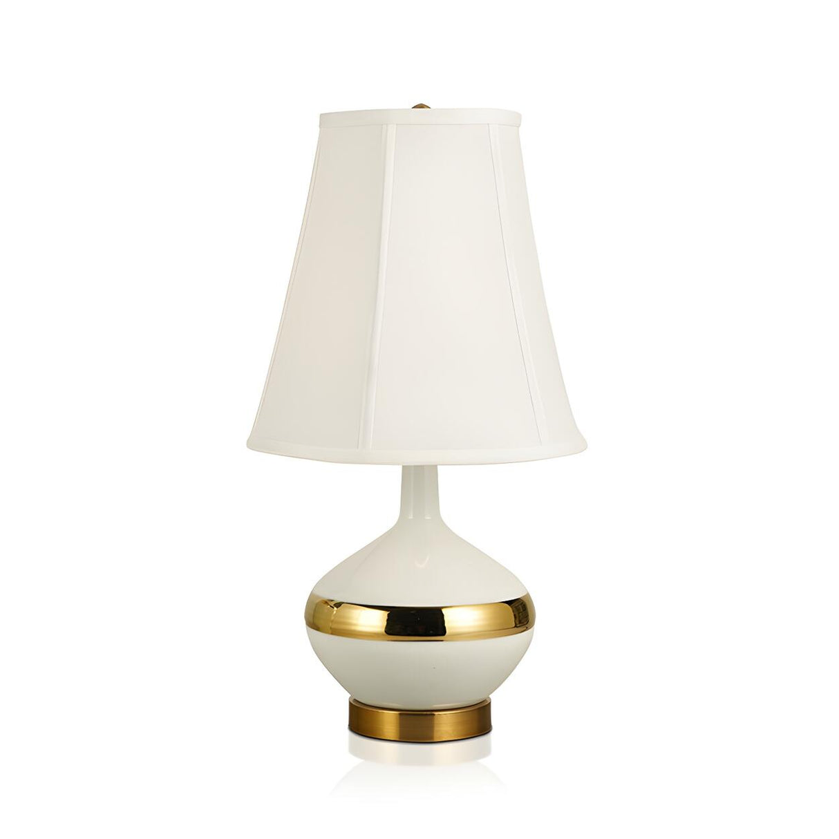 Modern White Fabric Gold Accent Vase Base Table Lamp Image - 7