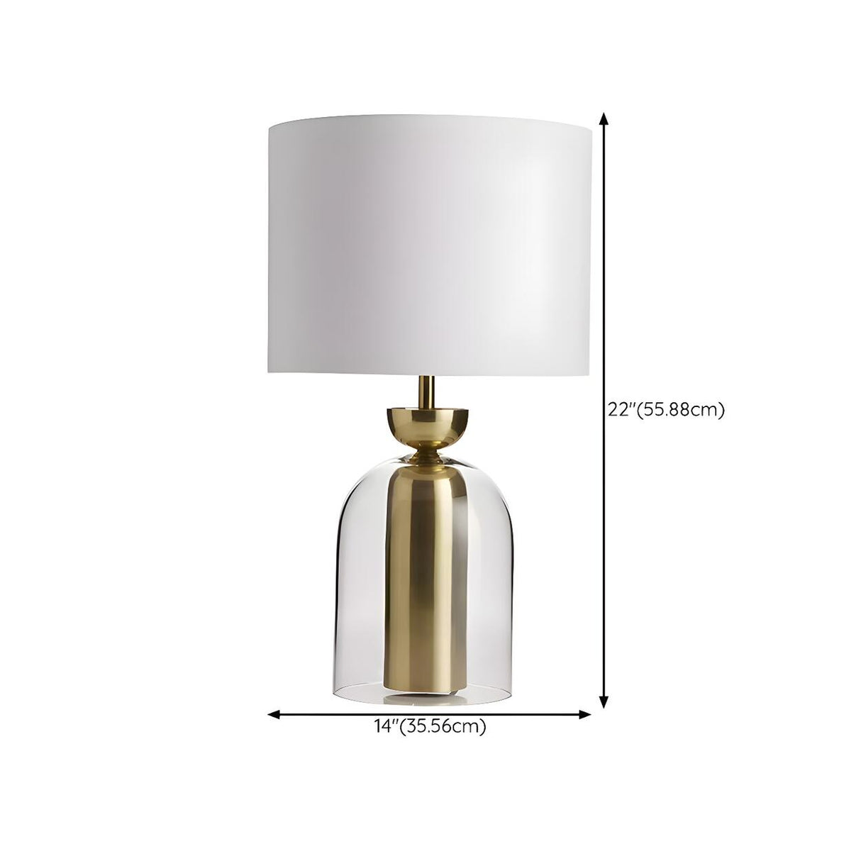 Modern White Fabric Shade Chic Glass Base Table Lamp 