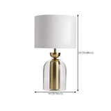 Modern White Fabric Shade Chic Glass Base Table Lamp #size