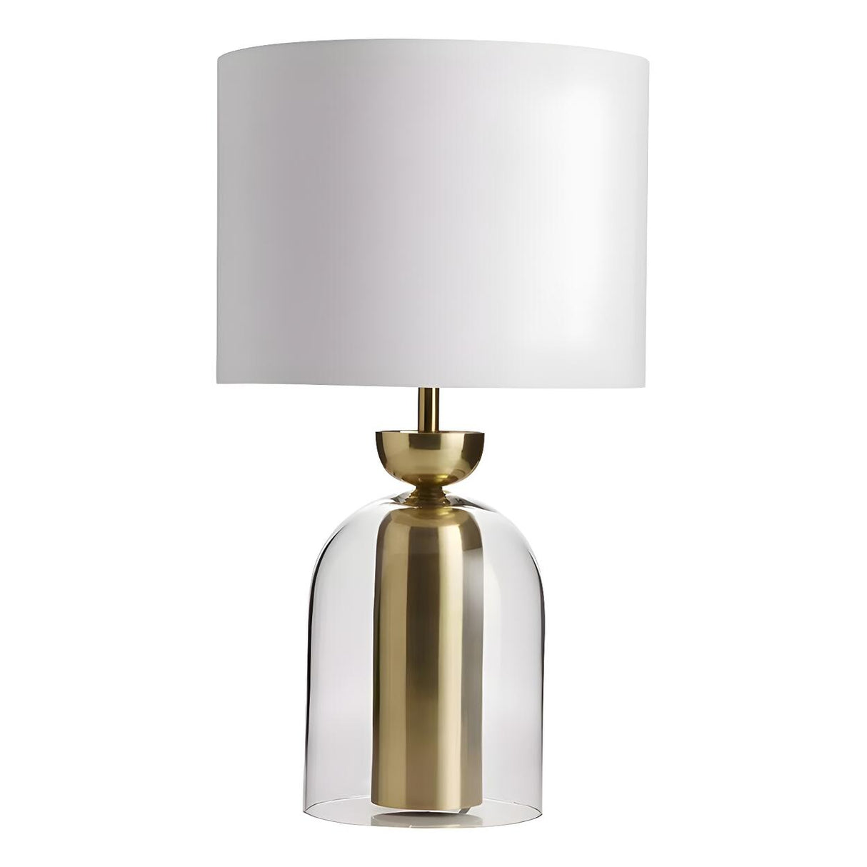 Modern White Fabric Shade Chic Glass Base Table Lamp Image - 6