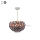 Modern White Feather Chandelier, Adjustable Height #size