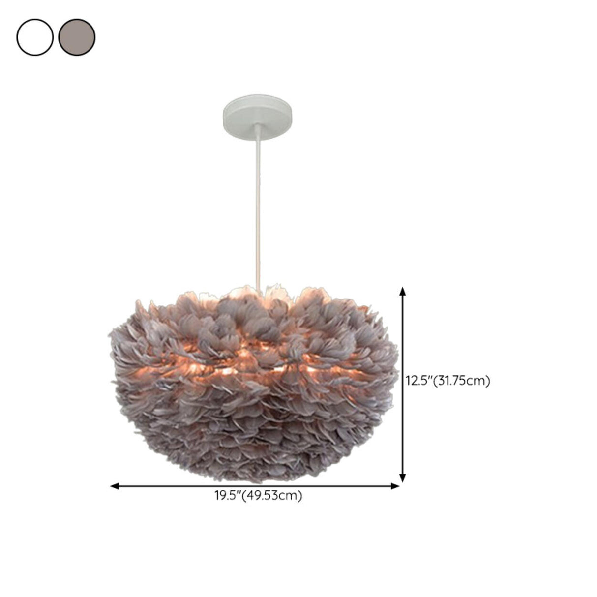 Modern White Feather Chandelier, Adjustable Height Image - 15