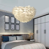 Modern White Feather Chandelier, Adjustable Height Image - 4