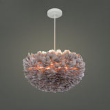 Modern White Feather Chandelier, Adjustable Height Image - 9