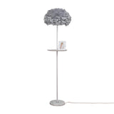 Modern White Feather Globe Floor Lamp with Shelf Image - 10