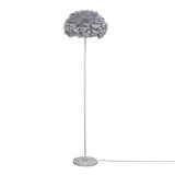 Modern White Feather Globe Floor Lamp with Shelf Image - 11