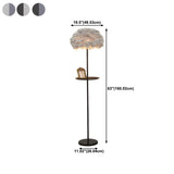 Modern White Feather Globe Floor Lamp with Shelf #size