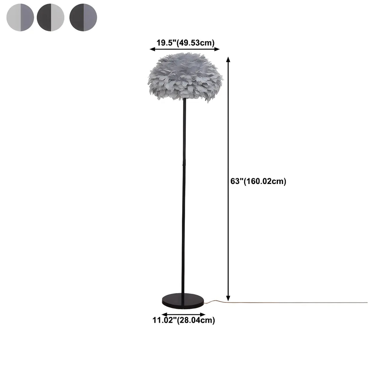 Modern White Feather Globe Floor Lamp with Shelf Image - 18