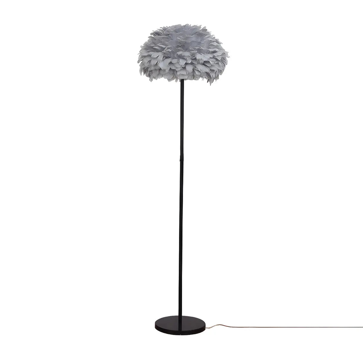 Modern White Feather Globe Floor Lamp with Shelf Image - 2