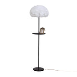 Modern White Feather Globe Floor Lamp with Shelf Image - 7