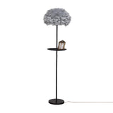 Modern White Feather Globe Floor Lamp with Shelf Image - 8