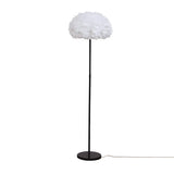 Modern White Feather Globe Floor Lamp with Shelf Image - 9