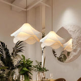 Modern White Floral Flowing Fabric Pendant Light Image - 3