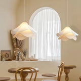 Modern White Floral Flowing Fabric Pendant Light Image - 4