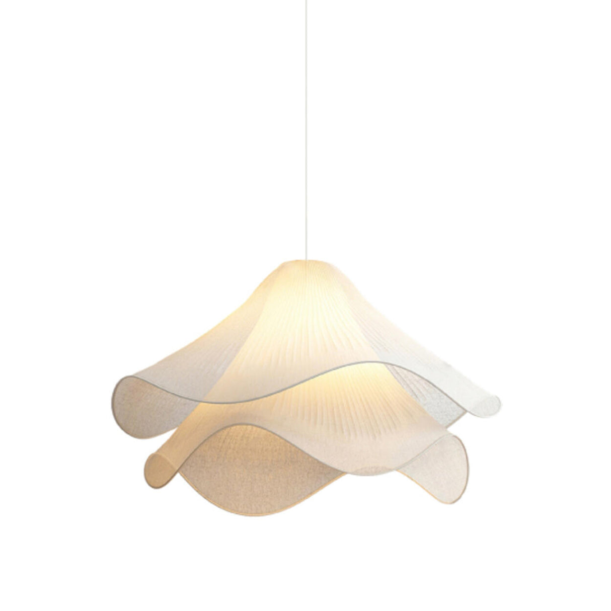 Modern White Floral Flowing Fabric Pendant Light Image - 5