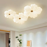 Modern White Floral Flush Mount Ceiling Light 3-Light Image - 1