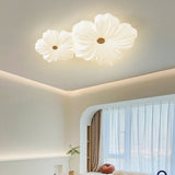 Modern White Floral Flush Mount Ceiling Light 3-Light Image - 10