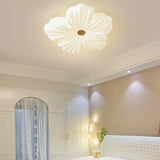 Modern White Floral Flush Mount Ceiling Light 3-Light Image - 11