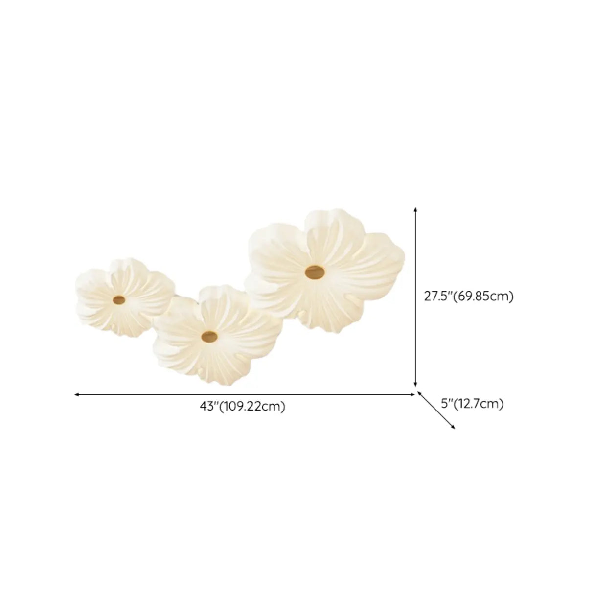 Modern White Floral Flush Mount Ceiling Light 3-Light Image - 16