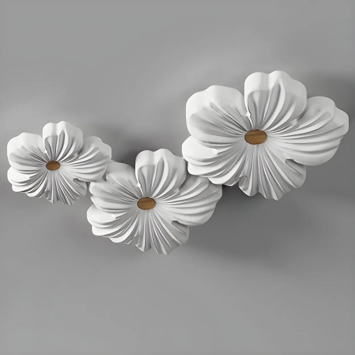 Modern White Floral Flush Mount Ceiling Light 3-Light Image - 7