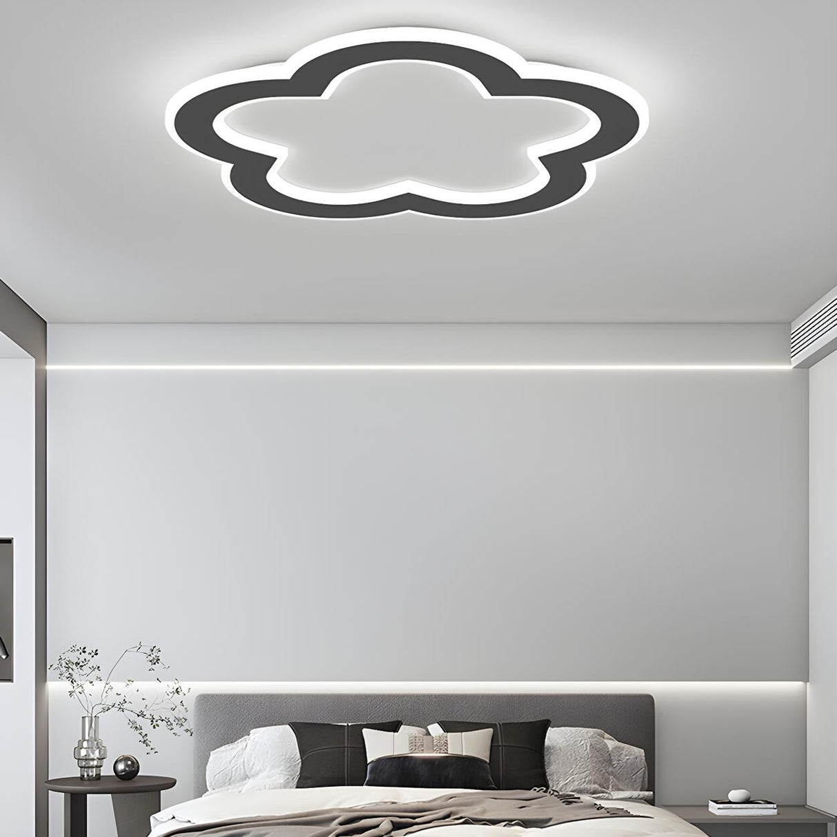 Modern White Flower Dimmable LED Flush Mount Light Image - 2