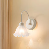 Modern White Flower Glass Shade LED Wall Sconce Image - 10