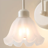 Modern White Flower Glass Shade LED Wall Sconce Image - 11