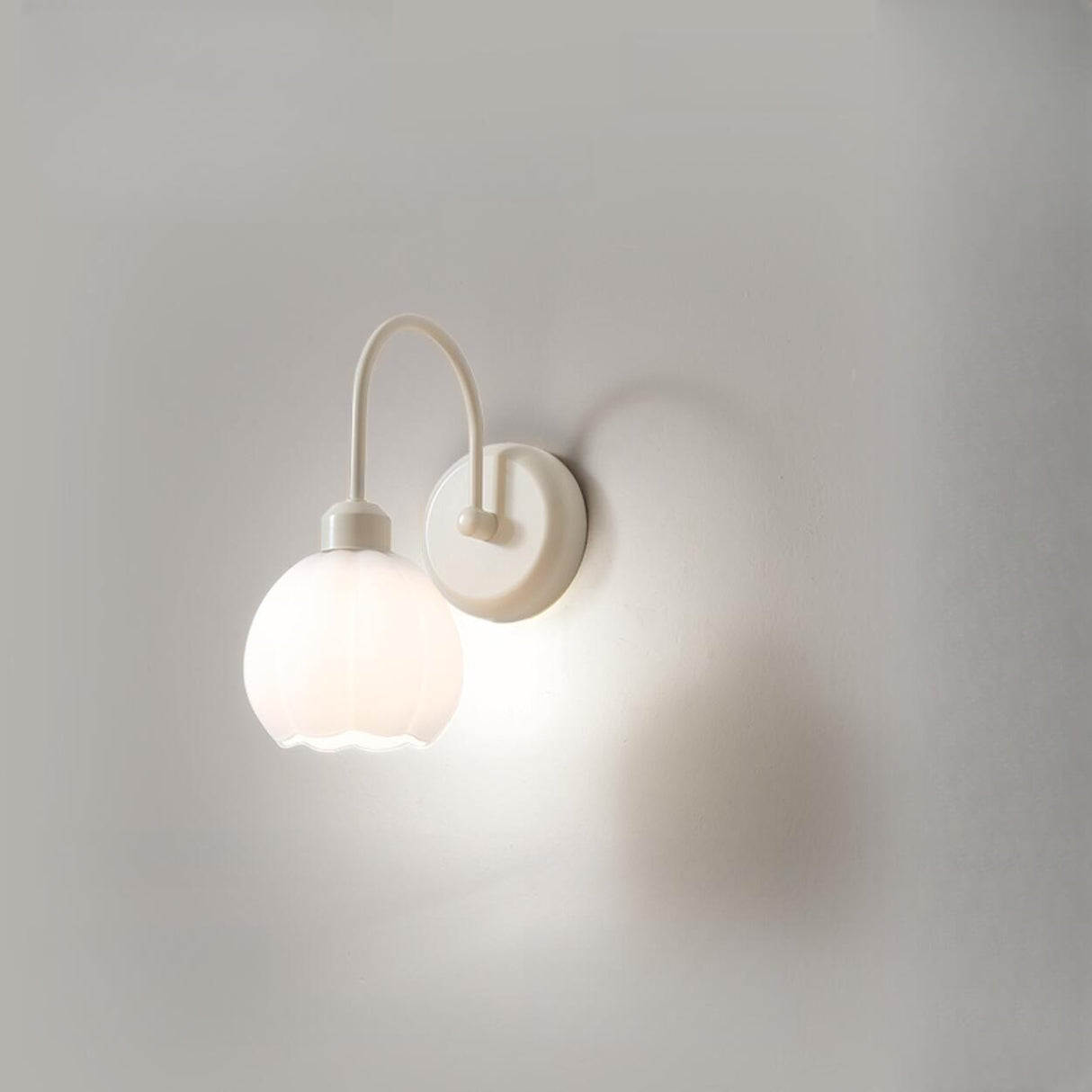 Modern White Flower Glass Shade LED Wall Sconce Image - 2