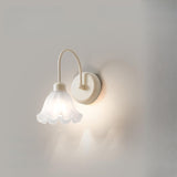 Modern White Flower Glass Shade LED Wall Sconce Image - 3