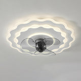 Modern White Flower Remote Ceiling Fan with LED Light Image - 6